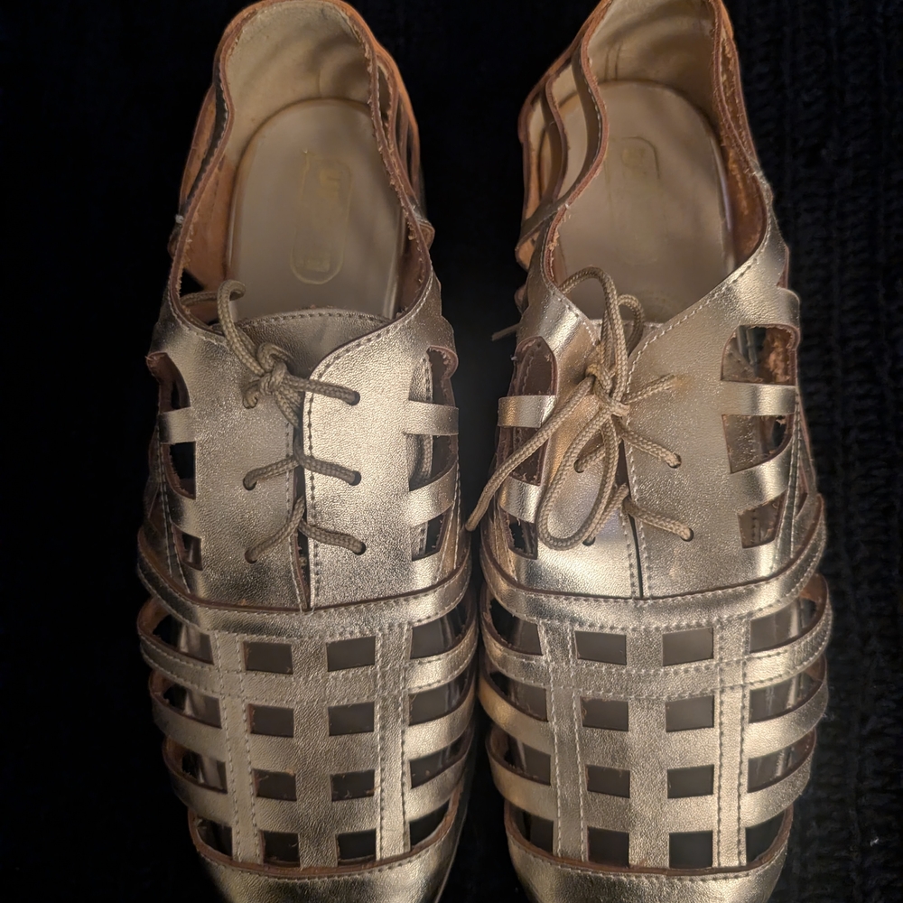 Metallic Rose Gold Oxford Shoes